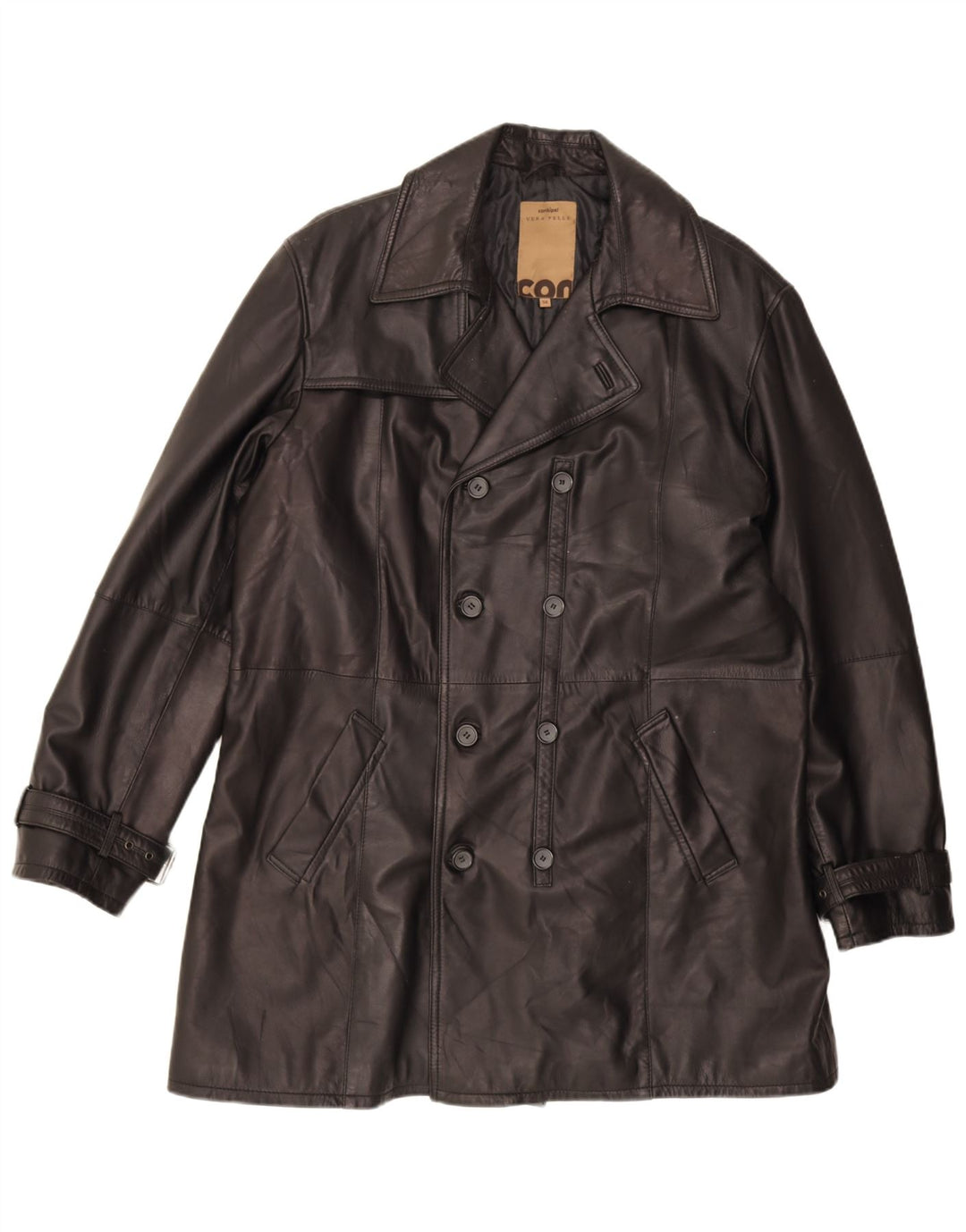 Conbipel Herren Ledermantel IT 54 XL Schwarzes Leder