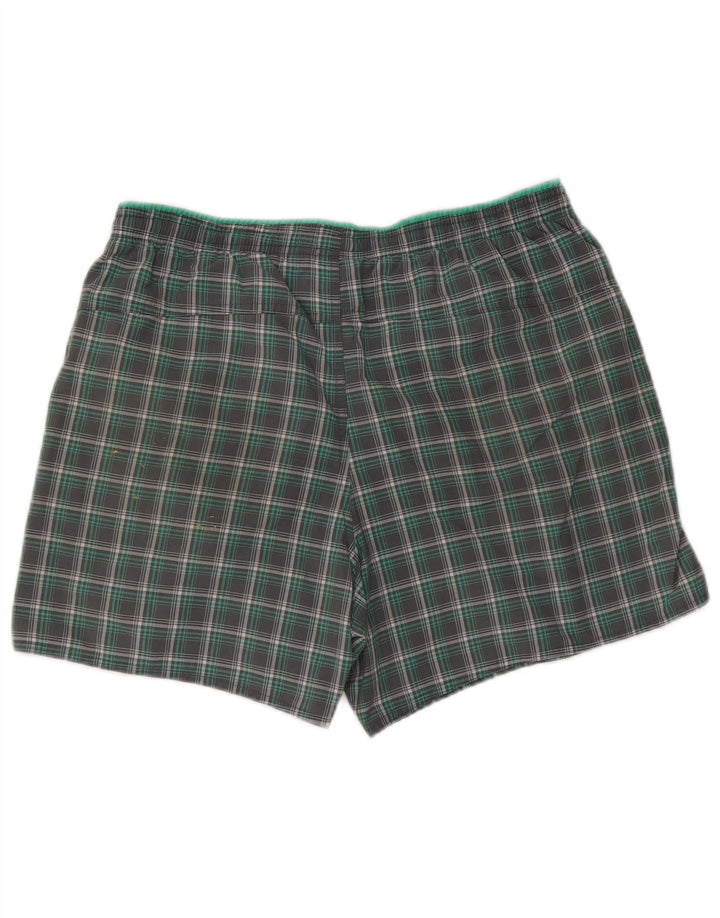 Adidas Herren-Badeshorts, mittelgrün, kariert, Polyester