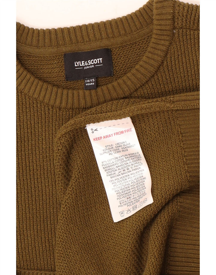 Lyle & Scott Jungen-Pullover mit Rundhalsausschnitt, 14–15 Jahre, Khaki, Baumwolle