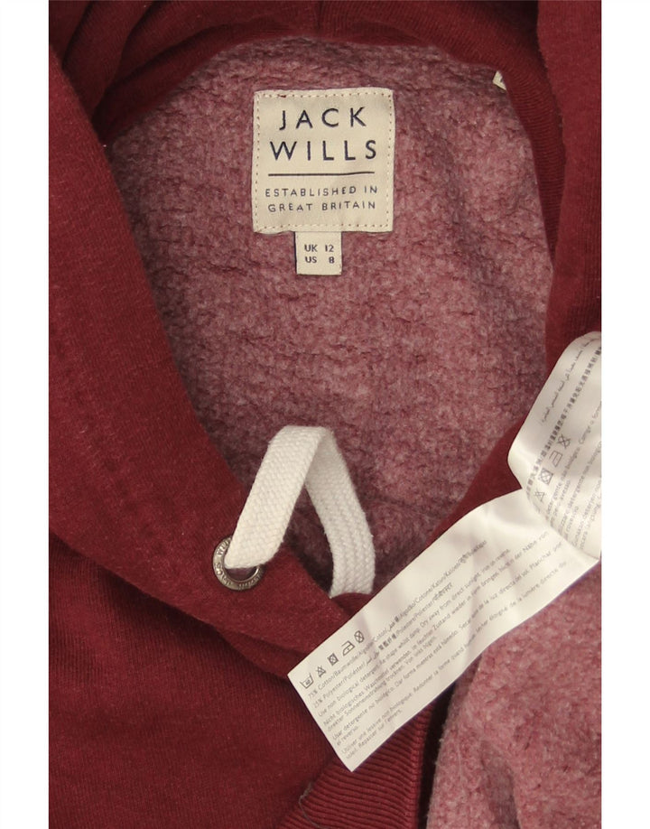 JACK WILLS Damen-Kapuzenpullover mit Grafik, UK 12, mittlere Burgunderrote Baumwolle