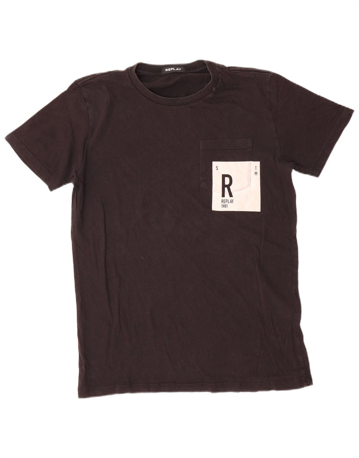 Replay Herren-T-Shirt mit Grafik, mittelschwarze Baumwolle
