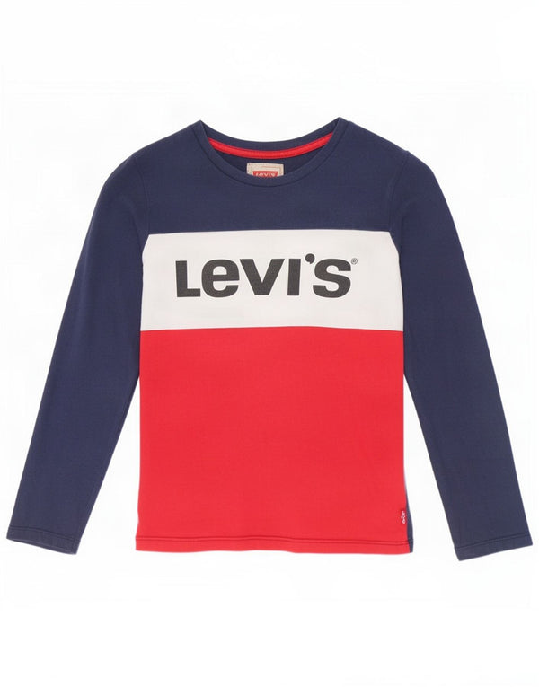 Levi's Jungen Grafik-Oberteil, langärmlig, 9–10 Jahre, Marineblau, Farbblock