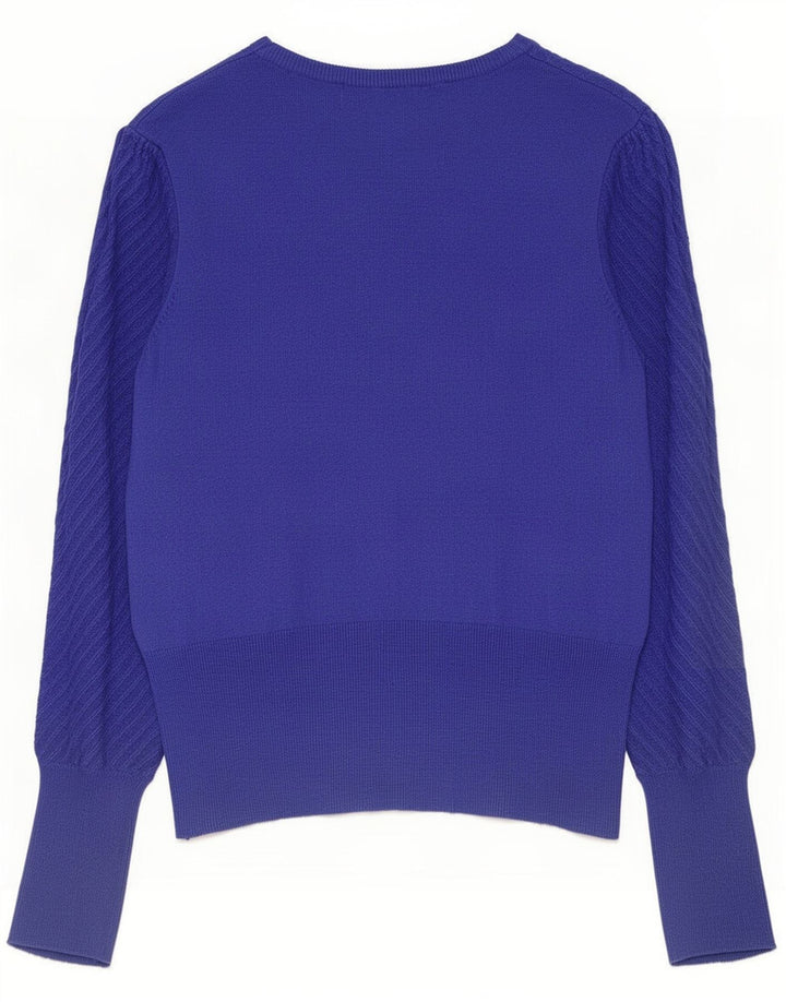 Marks & Spencer Damen Crop Pullover mit U-Boot-Ausschnitt, Gr. 12, Mittelblau