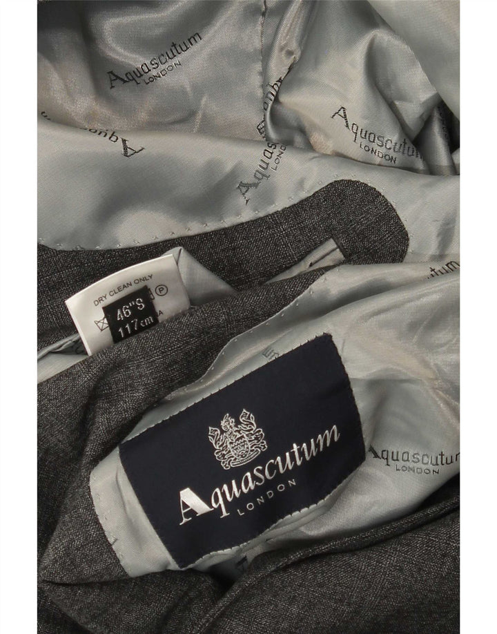 Aquascutum Herren-Blazer mit 2 Knöpfen, UK 46 3XL, graue Wolle