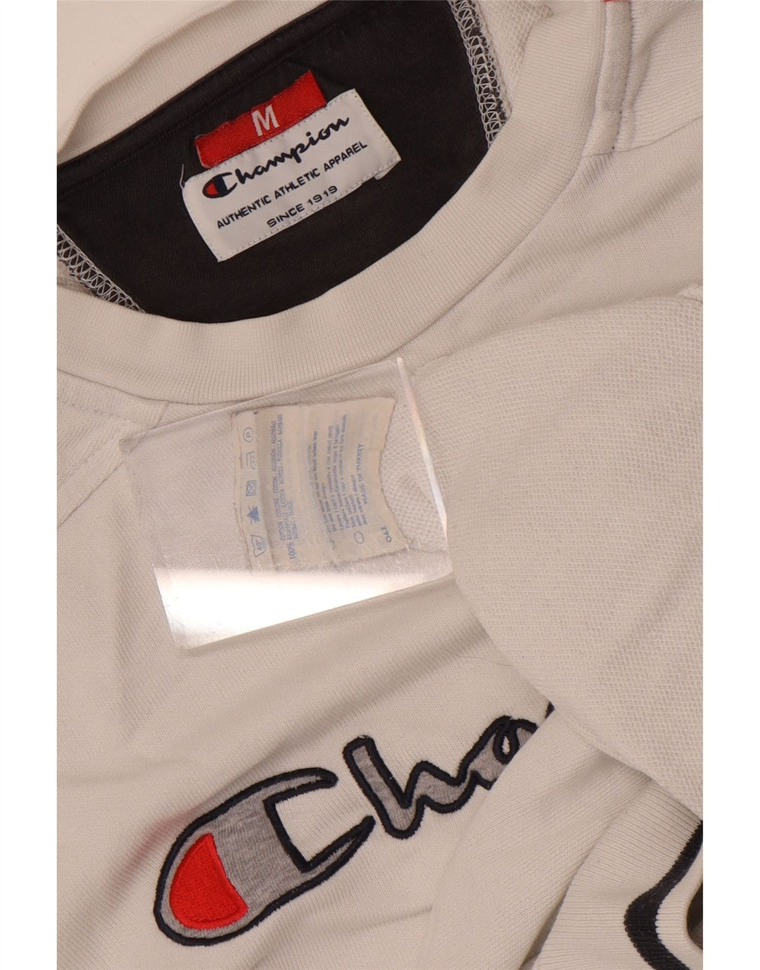 Champion Herren-Sweatshirt mit Grafik, mittelweiße Colourblock-Baumwolle