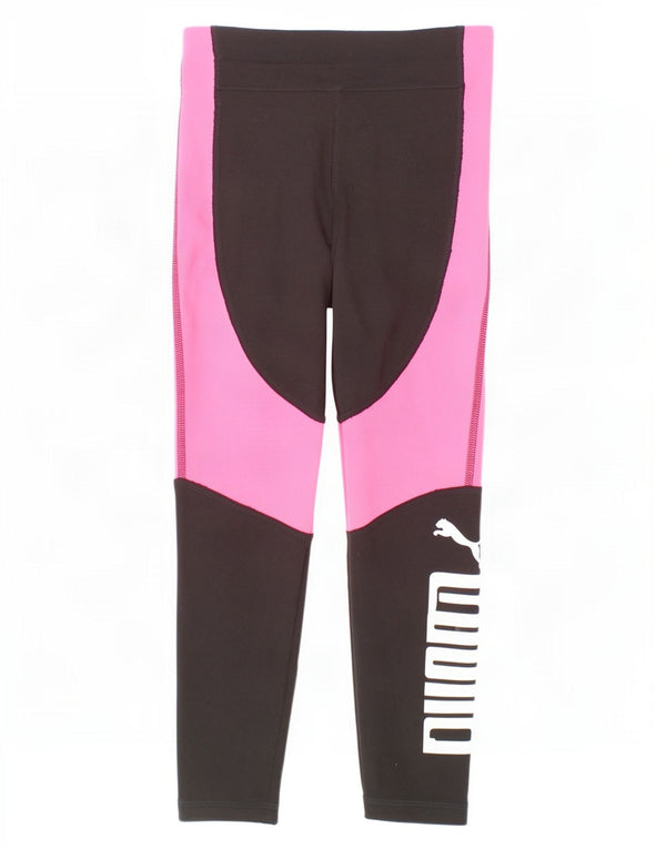 Puma Graphic Capri-Leggings für Mädchen, 7–8 Jahre, schwarzes Colourblock-Polyester