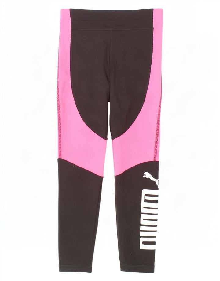 Puma Graphic Capri-Leggings für Mädchen, 7–8 Jahre, schwarzes Colourblock-Polyester