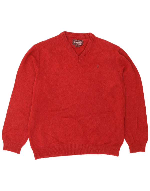 MARLBORO CLASSICS Damen-Pullover mit V-Ausschnitt, 3XL, rote Wolle