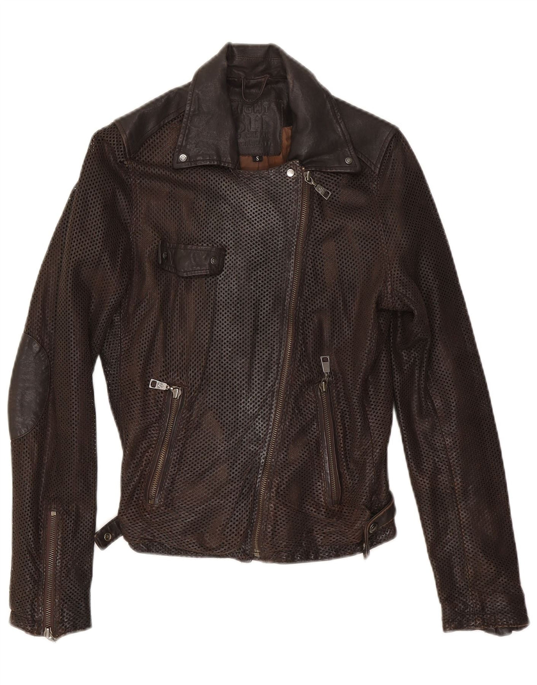 Eighth Sin Damen Leder Bikerjacke UK 10 Small Braun