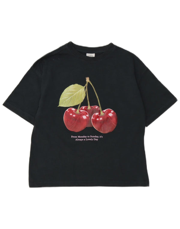 Zara Mädchen T-Shirt mit Grafik, 11–12 Jahre, Schwarz