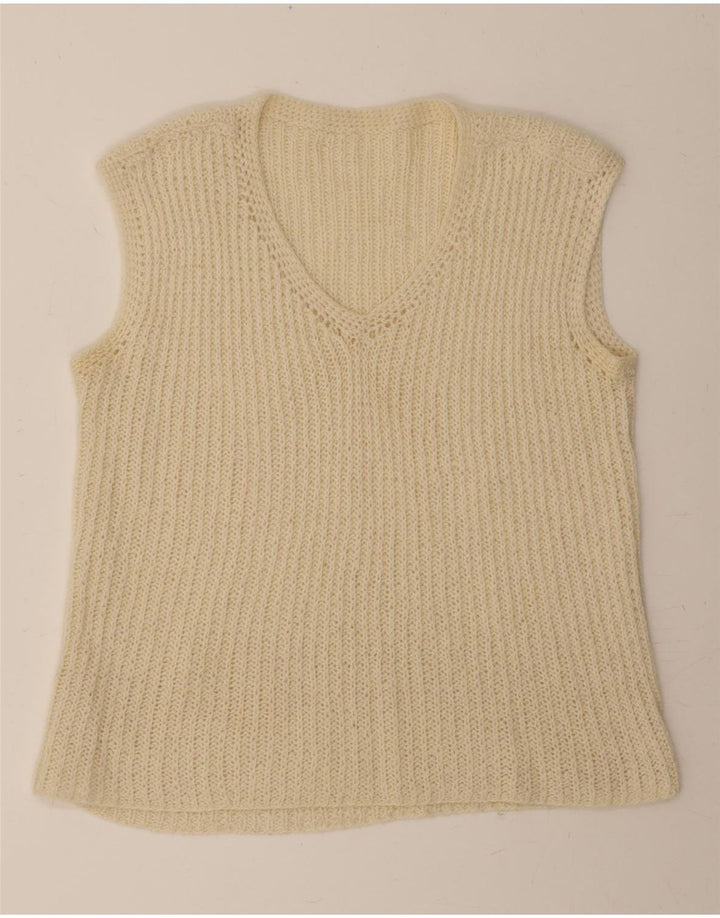 VINTAGE Womens Vest Tank Top UK 16 Large Beige Vintage Vintage and Second-Hand Vintage from Messina Hembry 
