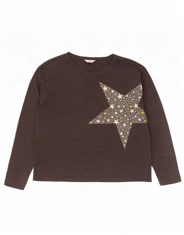 Marks & Spencer Damen Übergroßes grafisches Top Langarm UK 18 XL Grau