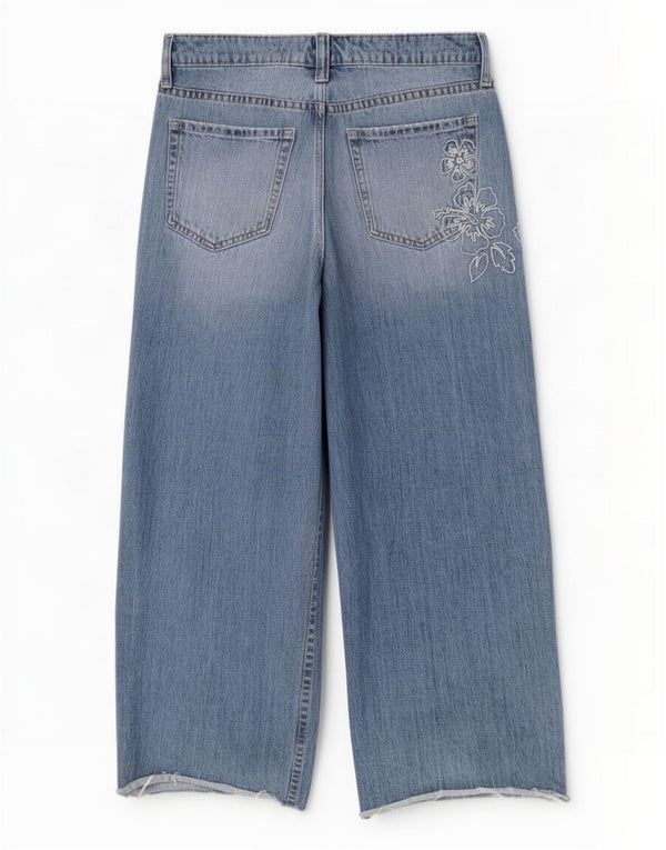 Hollister Damen Baggy Loose Jeans US 8 Medium W29 L30 Blau geblümt