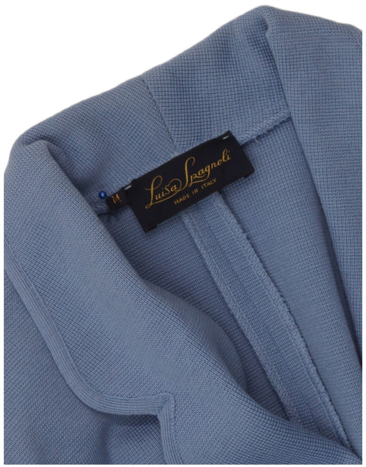 Luisa Spagnoli Damen 3-Knopf-Strickblazerjacke UK 12 Mittelblau