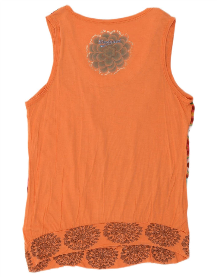 Desigual Womens Graphic Vest Top UK 14 Medium Orange Floral