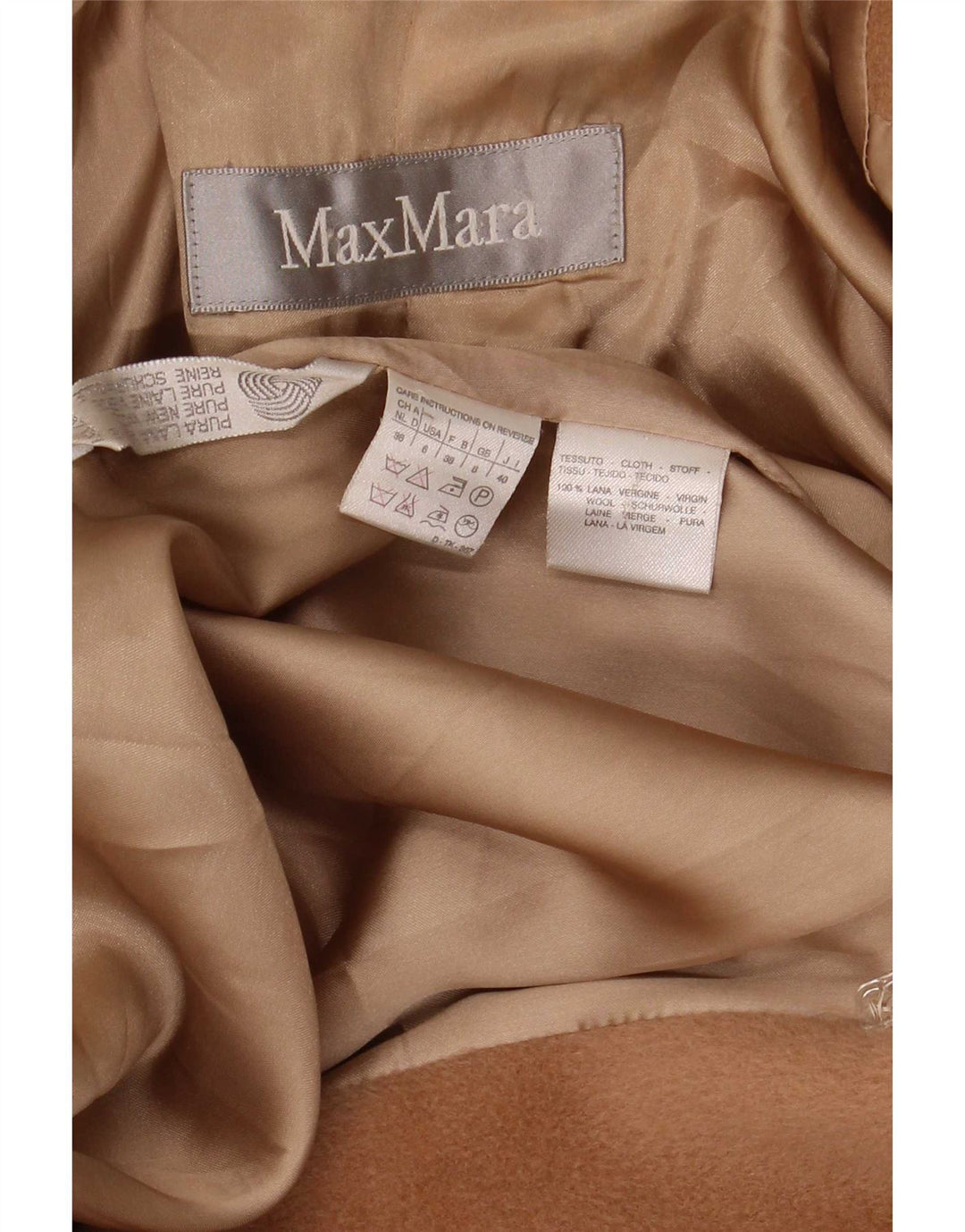 Max Mara Damen Übergroßer zweireihiger Mantel UK 8 Small Beige Wolle