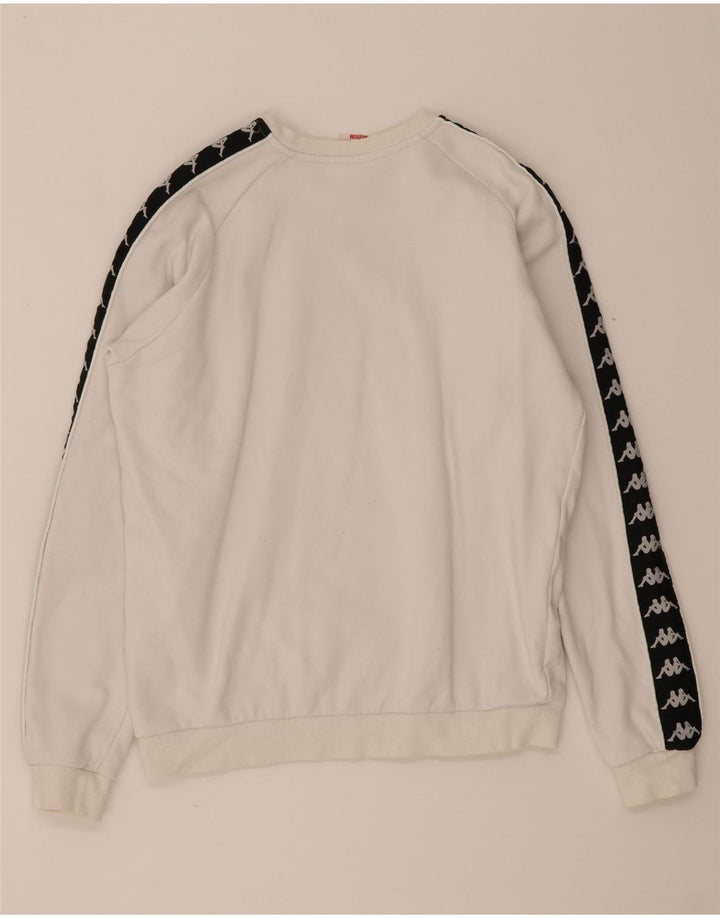 Kappa Herren Grafik-Sweatshirt-Pullover aus mittelweißer Colourblock-Baumwolle