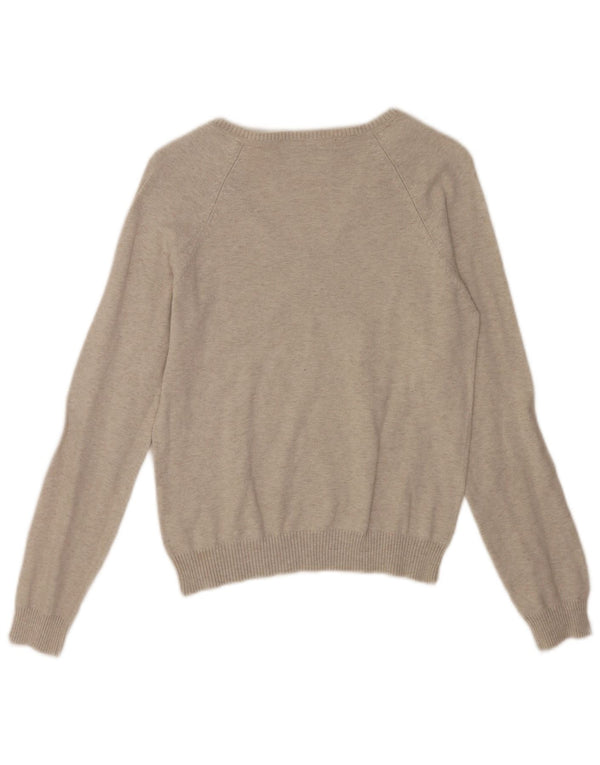 Zara Damen Crop V-Ausschnitt Pullover Pullover UK 14 Große graue Baumwolle