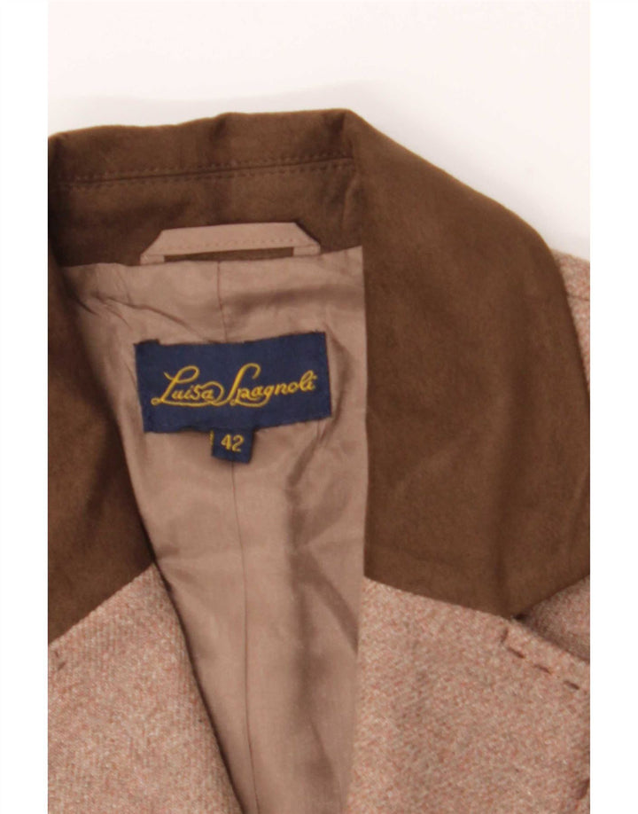 Luisa Spagnoli Damen 3-Knopf-Blazerjacke IT 42 Mittelbraune Wolle