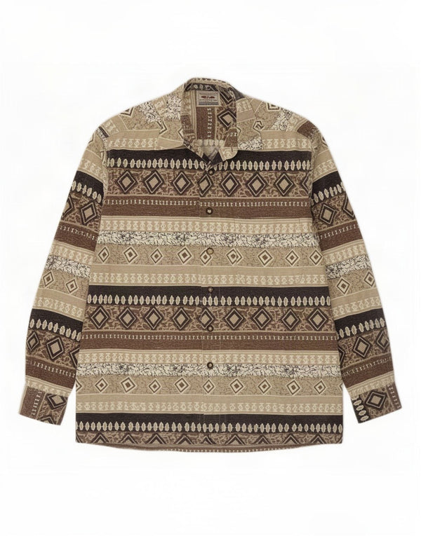 Georgio Piacente Herrenhemd Large Beige Geometrisch