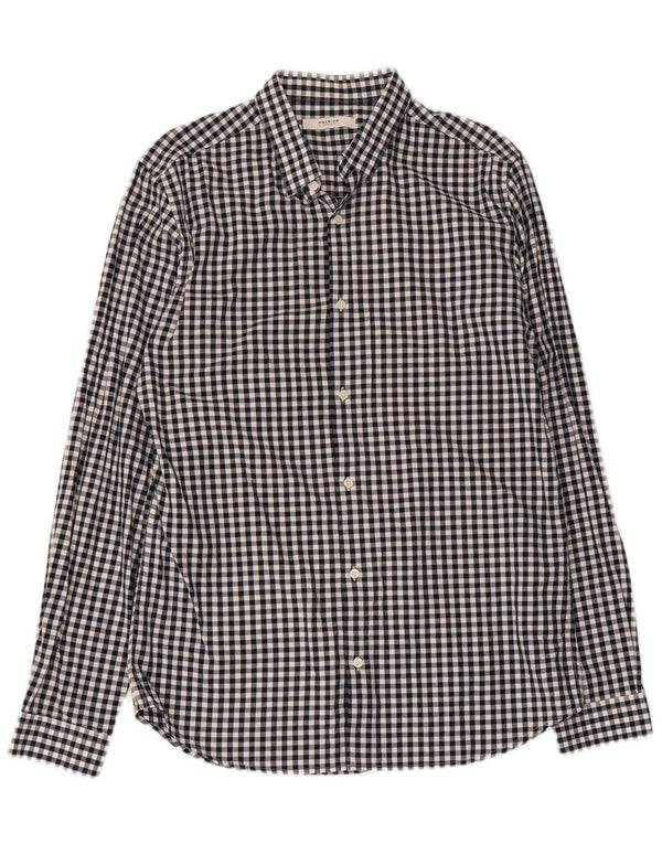 Jack & Jones Herrenhemd aus mittelblauer Gingham-Baumwolle in Marineblau