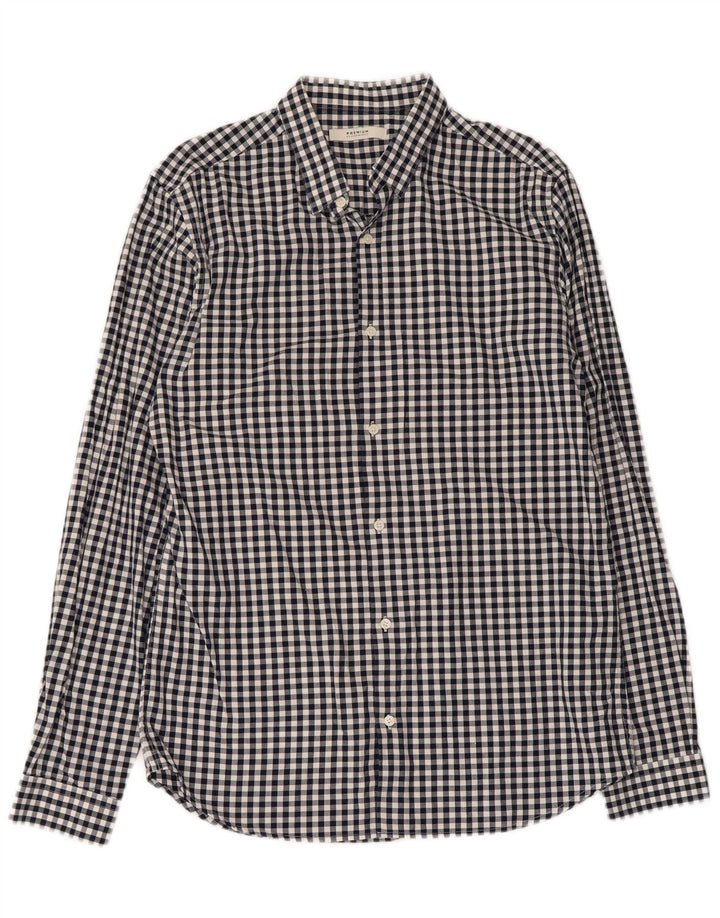 Jack & Jones Herrenhemd aus mittelblauer Gingham-Baumwolle in Marineblau