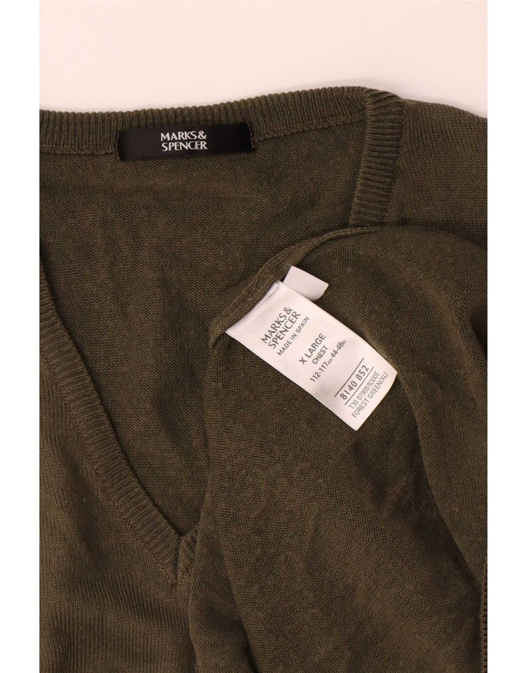 Marks & Spencer Herren-Pullover mit V-Ausschnitt, XL, Khaki, Acryl