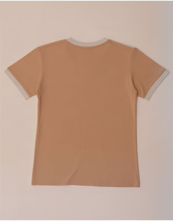 Adidas Damen T-Shirt Top UK 10 Small Beige Baumwolle