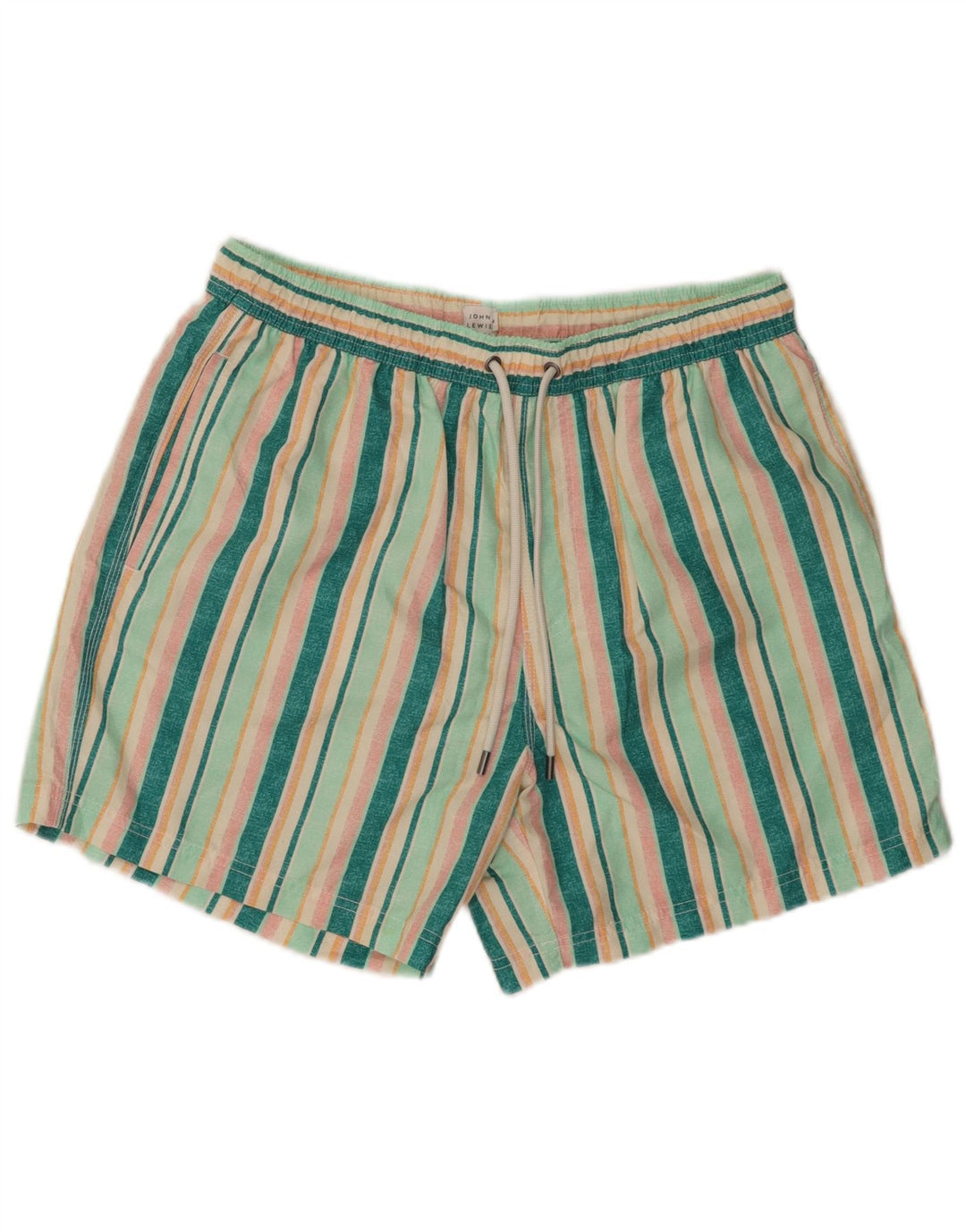 John Lewis Herren-Badeshorts aus mittelgrün gestreiftem Polyester