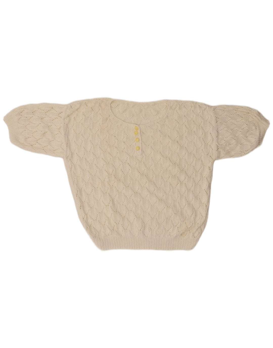 VINTAGE Damen Übergroßer Pullover mit Rundhalsausschnitt UK 18 XL Weiß