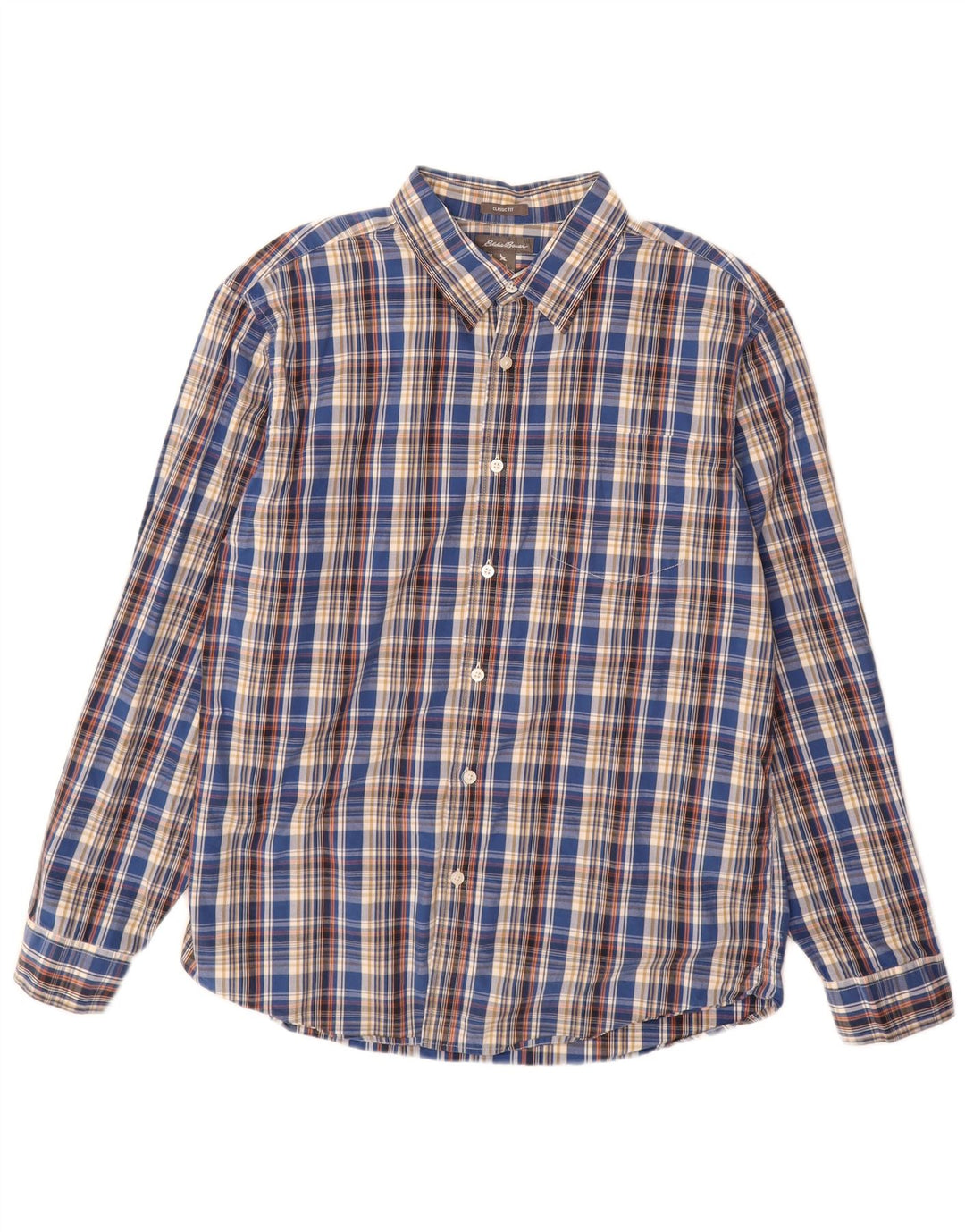 Eddie Bauer Herren-Hemd mit klassischer Passform, groß, blau kariert, Baumwolle