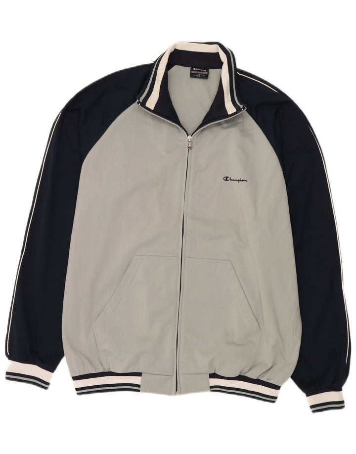 Champion Herren-Trainingsanzugoberteil, XL, graues Colourblock-Polyester