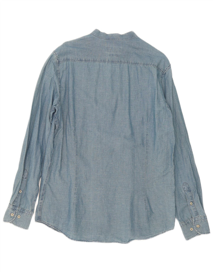 Massimo Dutti Herrenhemd, große blaue Baumwolle