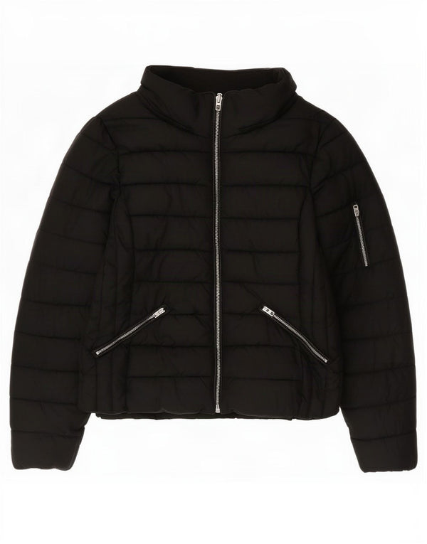 Zara Damen Trafaluc Wattierte Jacke UK 16 Large Schwarz Nylon