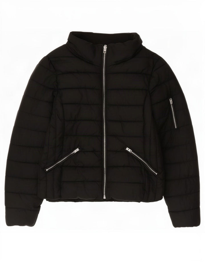 Zara Damen Trafaluc Wattierte Jacke UK 16 Large Schwarz Nylon