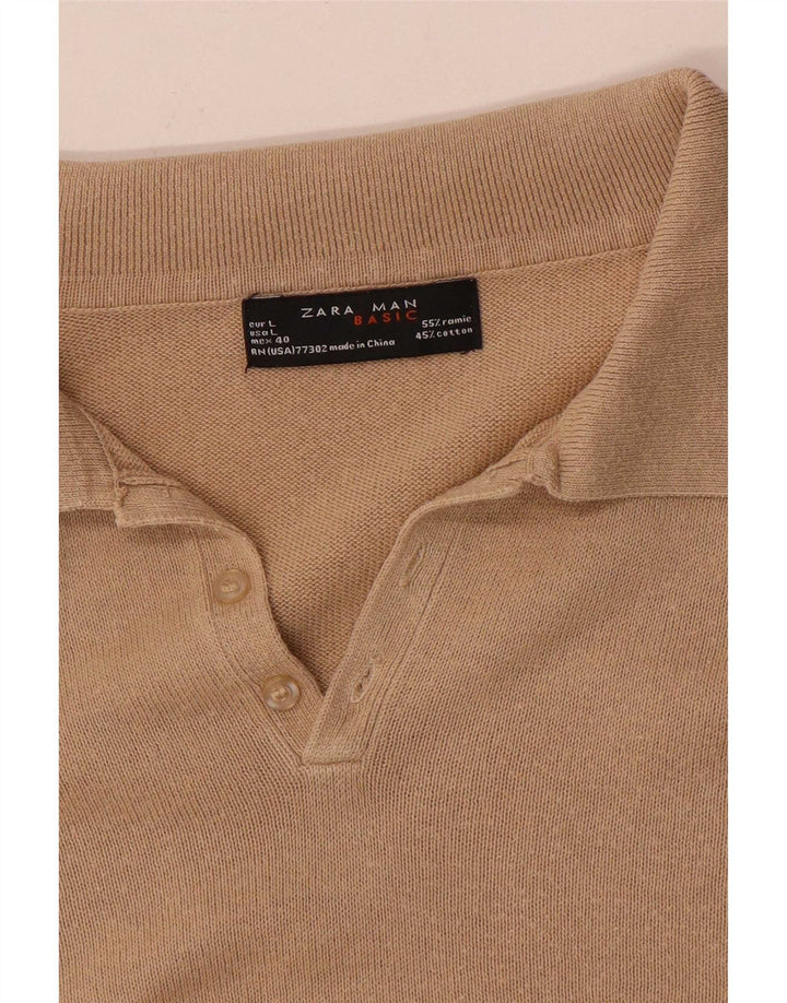 Zara Herren Poloshirt Large Beige