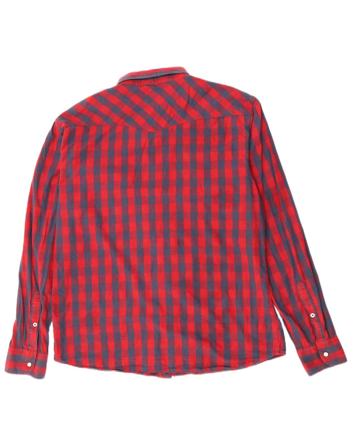 Lee Herren Slim Fit Hemd 2XL rot kariert Baumwolle