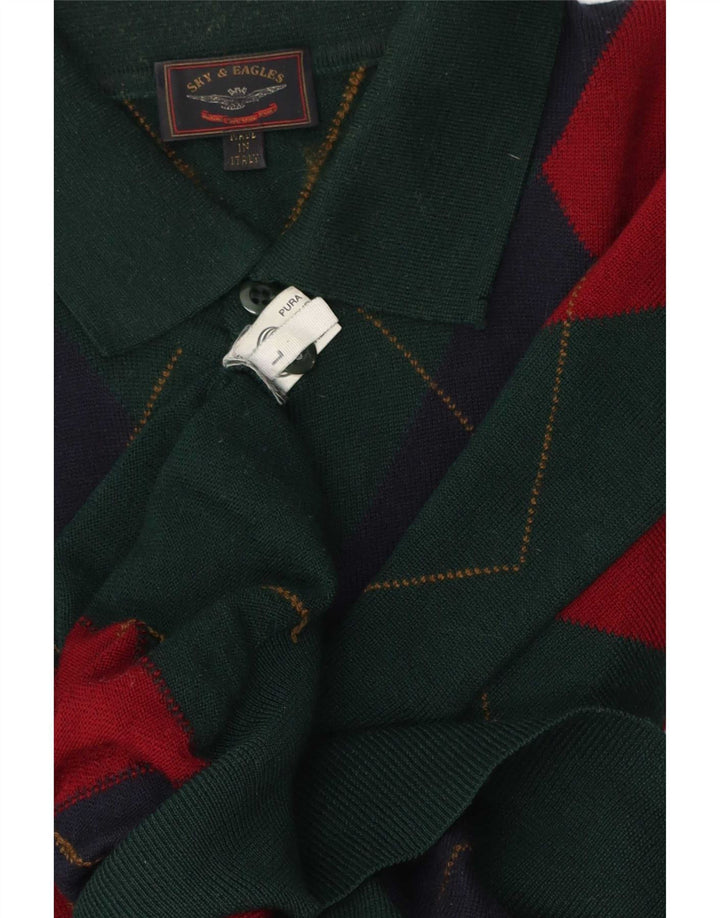 Sky & Eagle Herren-Pullover mit Rollkragen, groß, grün, Argyle/Diamant
