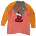 Vintage Damen Pullover mit Rundhalsausschnitt IT 42 Mittelrosa Farbblock