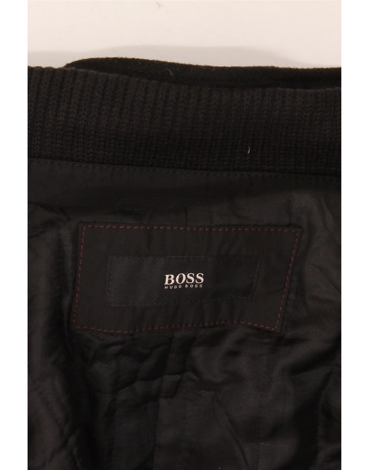 Hugo Boss Herrenmantel EU 56 3XL Schwarze Wolle