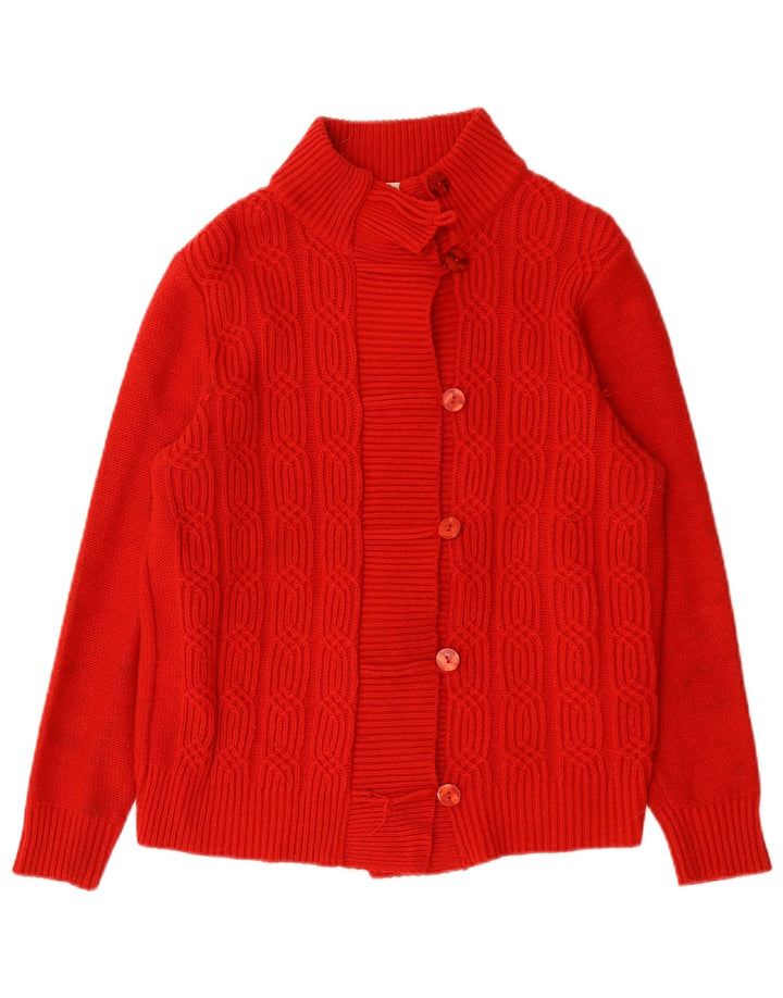 Vintage Damen Cardigan Pullover UK 12 Mittelrot Acryl