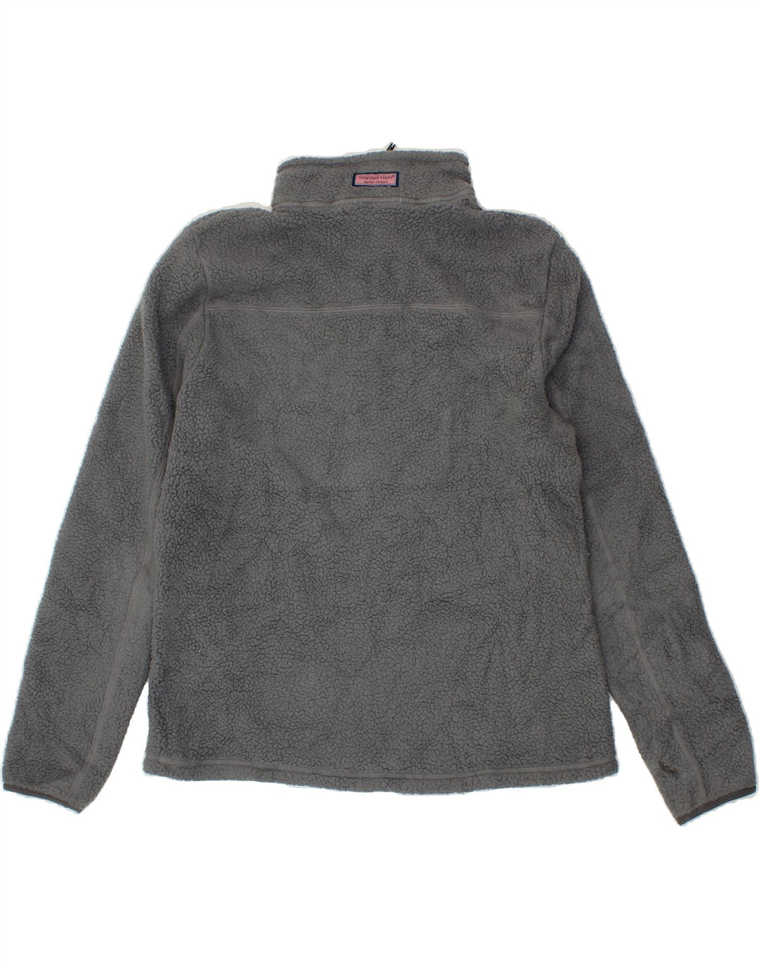 VINEYARD VINES Womens Zip Neck Fleece Jumper UK 14 Medium Grey Polyester Vintage Vineyard Vines and Second-Hand Vineyard Vines from Messina Hembry 
