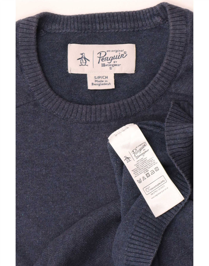 Penguin Herren-Pullover mit Rundhalsausschnitt, Größe S, Blau, Baumwolle