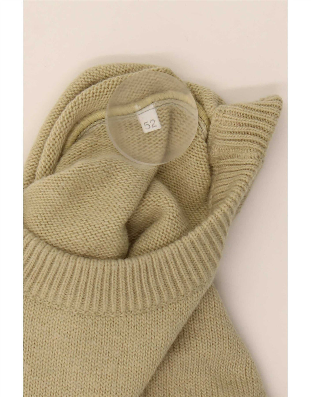 Vintage Herren Pullover mit Rundhalsausschnitt IT 52 Große beige Wolle