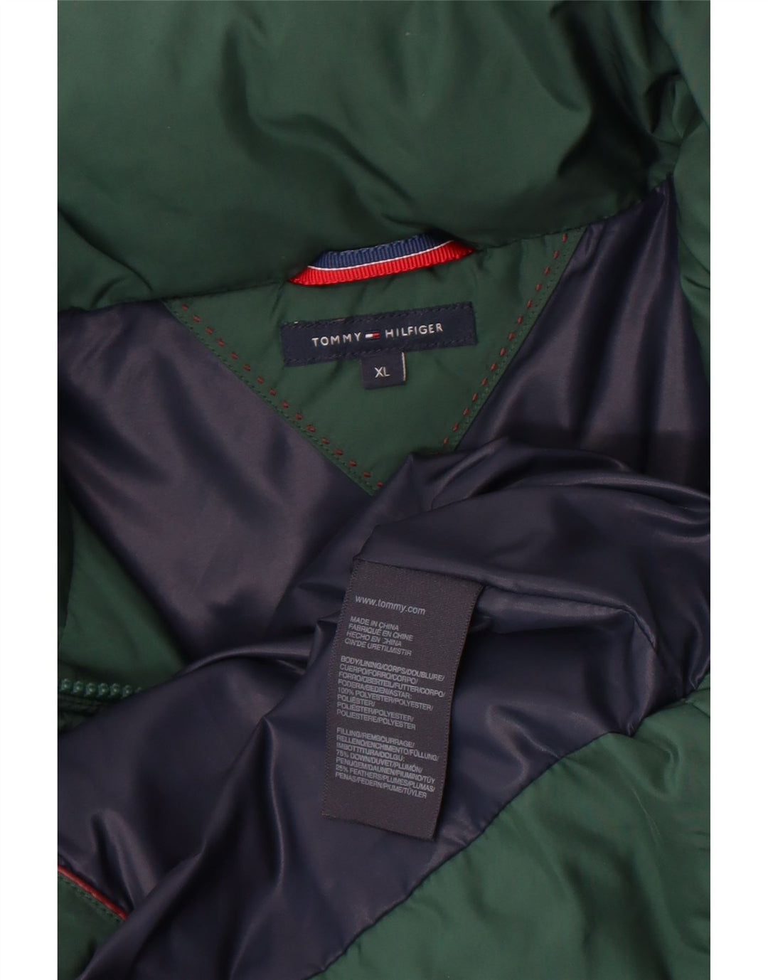 Tommy Hilfiger Wattierte Damenjacke mit Kapuze, UK 18, XL, grünes Polyester