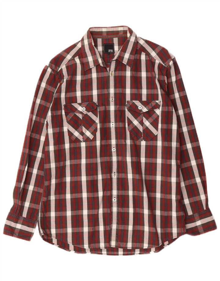 Jack & Jones Herren-Hemd, groß, burgunderrot, kariert, Baumwolle
