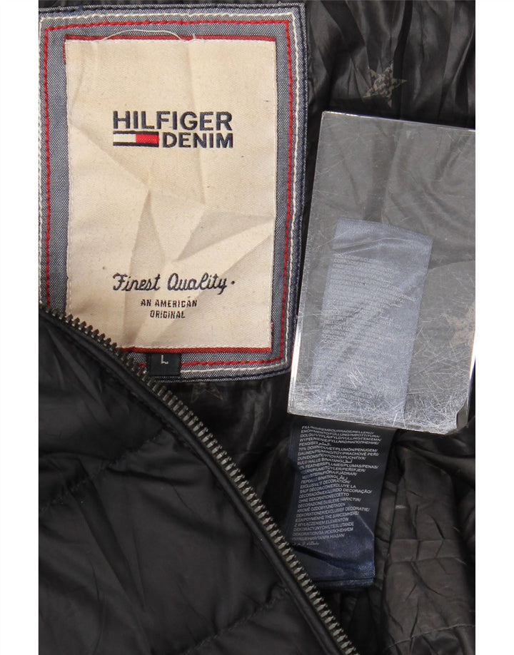 TOMMY HILFIGER Wattierte Damenjacke mit Kapuze, UK 16, Größe L, Schwarz, Polyester