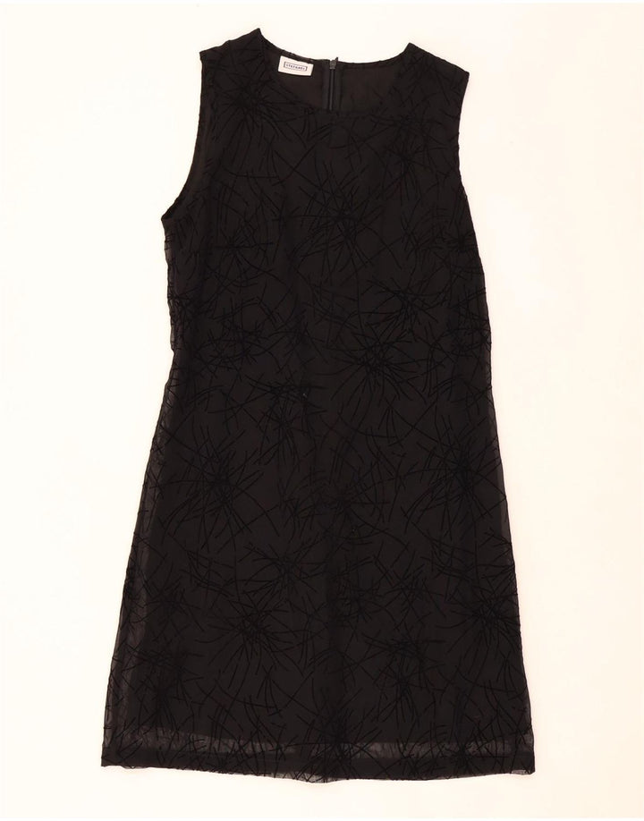 STEFANEL Womens Sleeveless Shift Dress UK 12 Medium Black Geometric