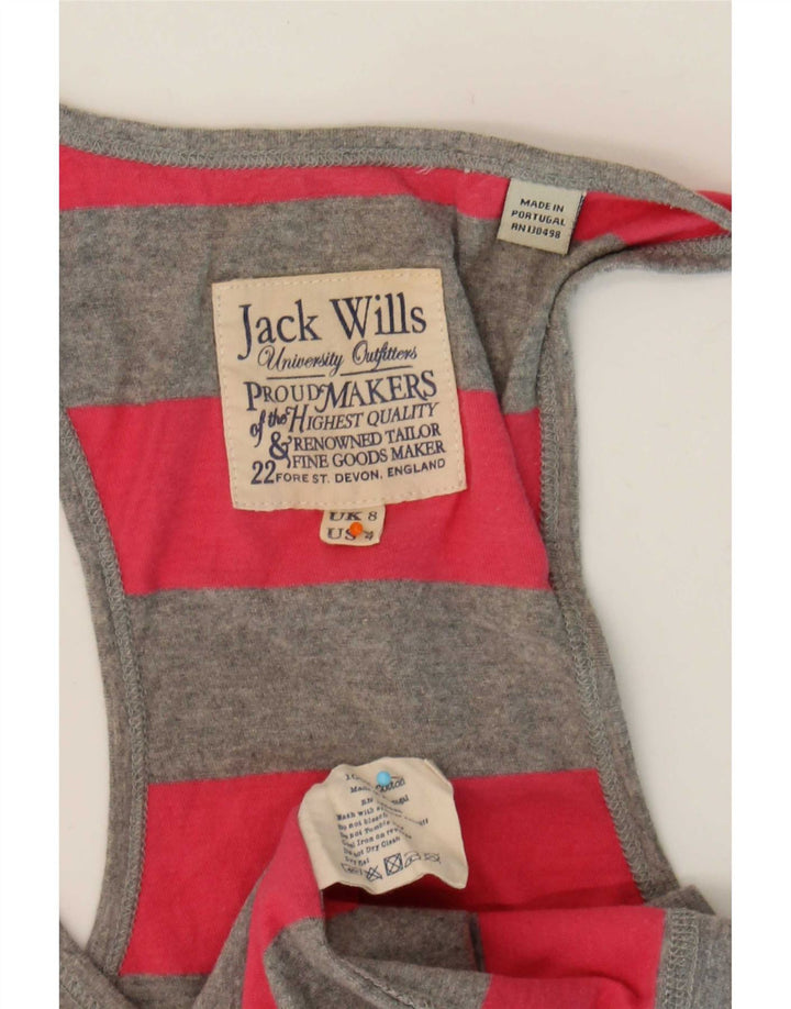 Jack Wills Damen-Trägershirt mit Grafik, Größe S, Größe S, grau, gestreift, Baumwolle