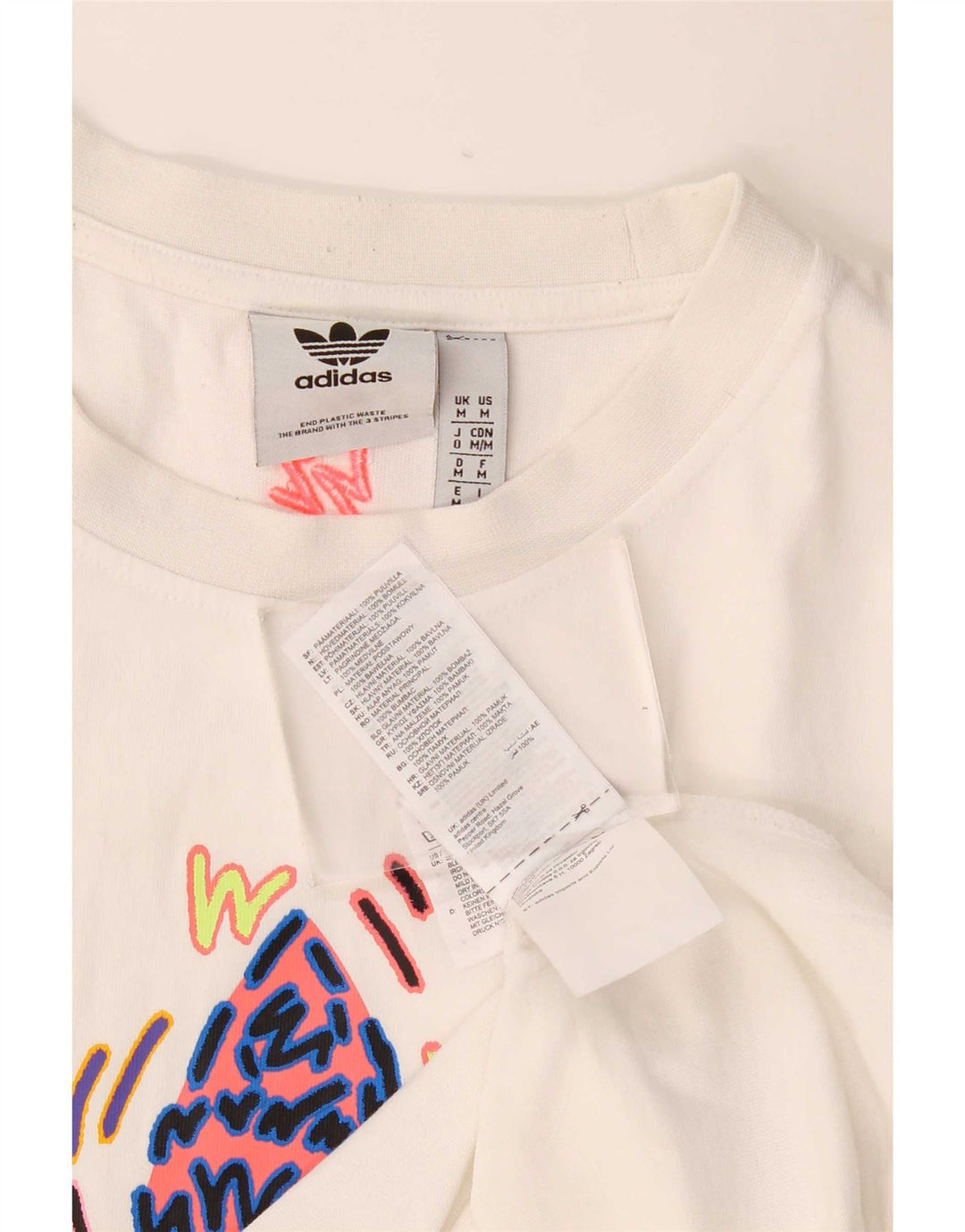 Adidas Herren Grafik-T-Shirt-Oberteil aus mittelweißer Baumwolle